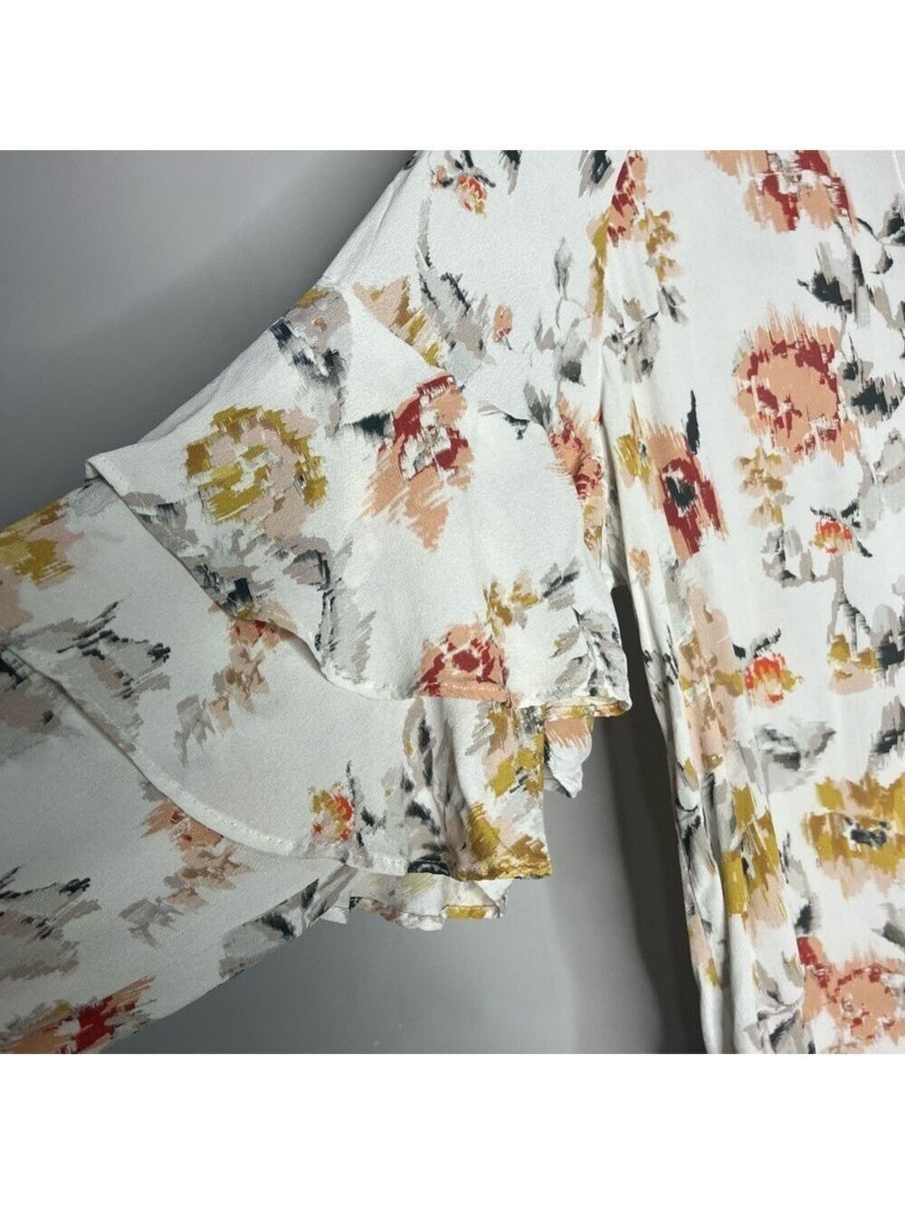 Part Two Klennie Ruffle Long Sleeve Floral Button Front Flowy Blouse, size 40/10 - Picture 4 of 14